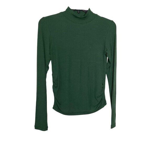 ALLSAINTS Rina Long Sleeve Roll Neck Tee in Sycamore Green Small New Womens Top - Picture 6 of 16